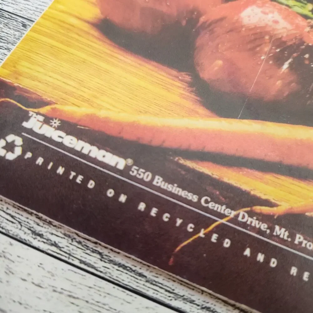 Juiceman Fresh juice Recipes and menu Planner‎ Cookbook Booklet Vintage 1992
